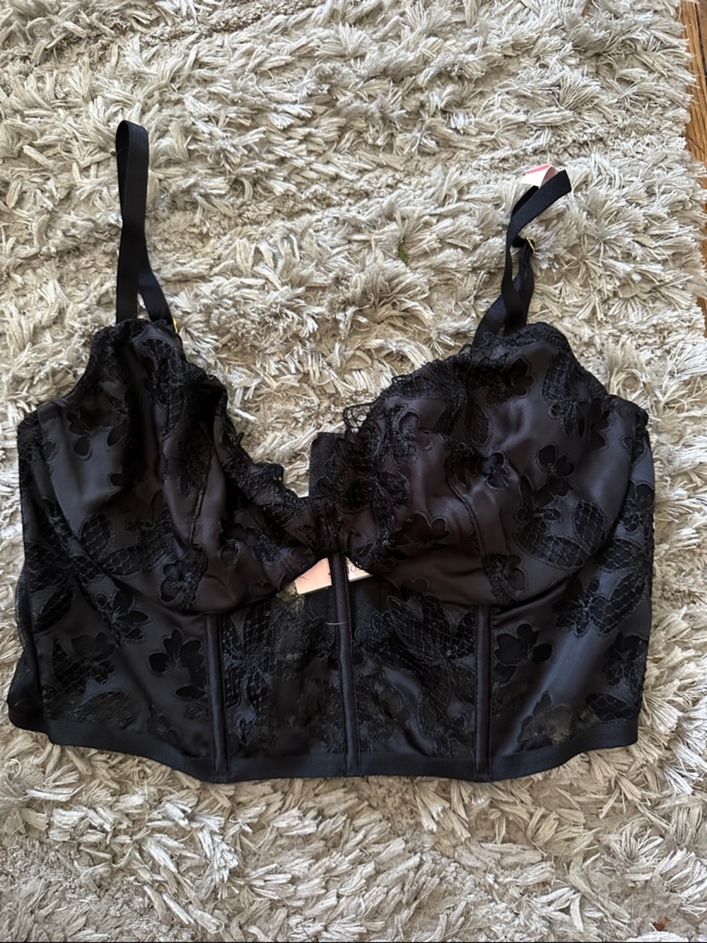 NWT Victoria’s Secret Black Lace Longline Bra Top